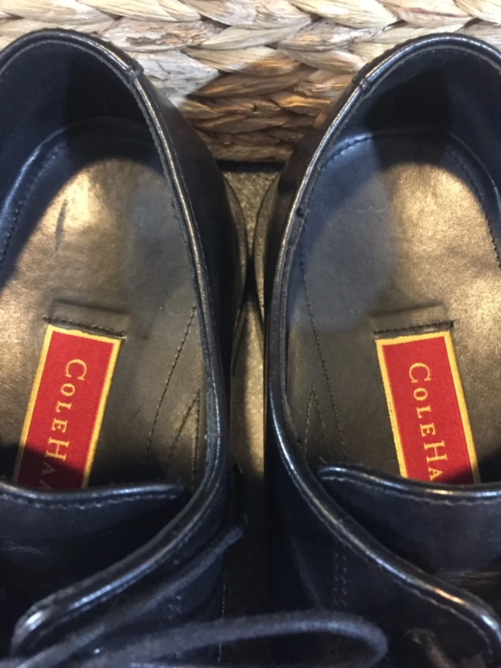 Cole Haan Black Leather Derby Oxfords